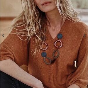 J Jill Tweed Double V Sweater